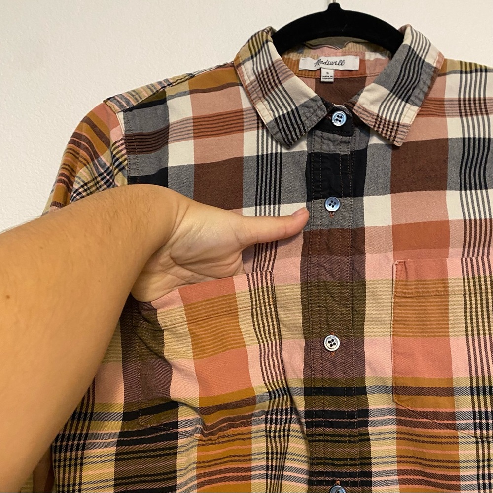 NWOT Madewell Cotton Classic Ex-Boyfriend Shirt in Seconda Plaid - Picture 9 of 15